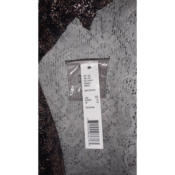 NWT Gianni Bini KENDALL Navy/Copper Sequin Wrap Front Mini Dress XS - Picture 4 of 7